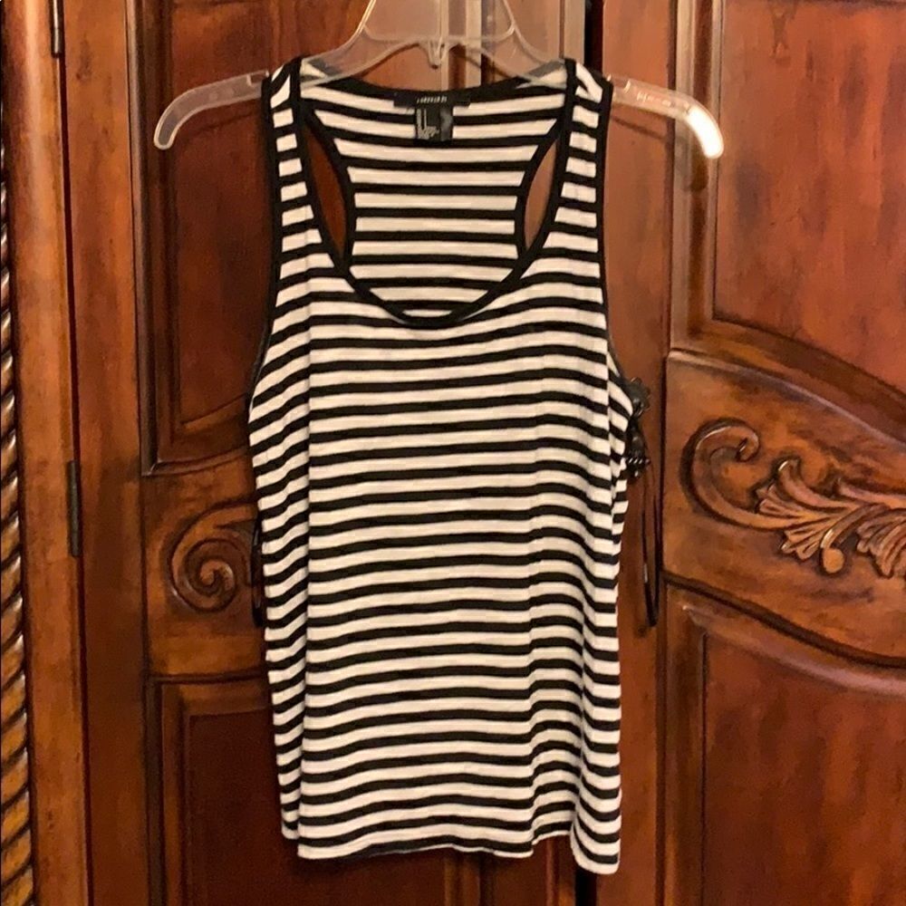 Forever 21 black and white striped tank top- S